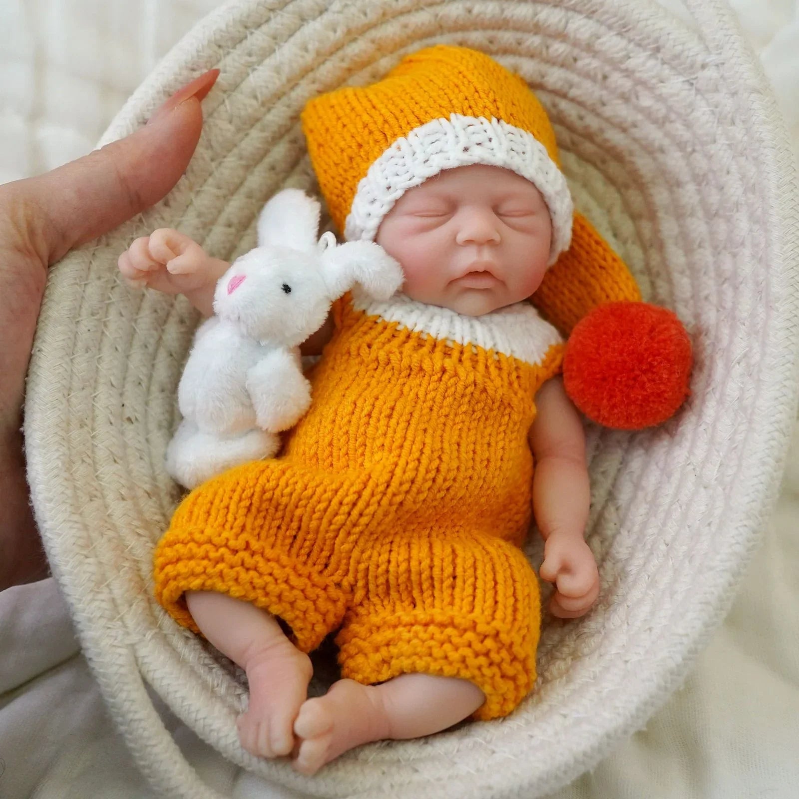 Mini Boneca Bebê Reborn Menina Dormindo em Silicone Sólido Greenlucky