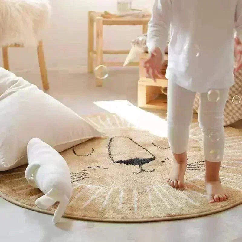 Tapete Infantil Redondo com Estampa de Leão