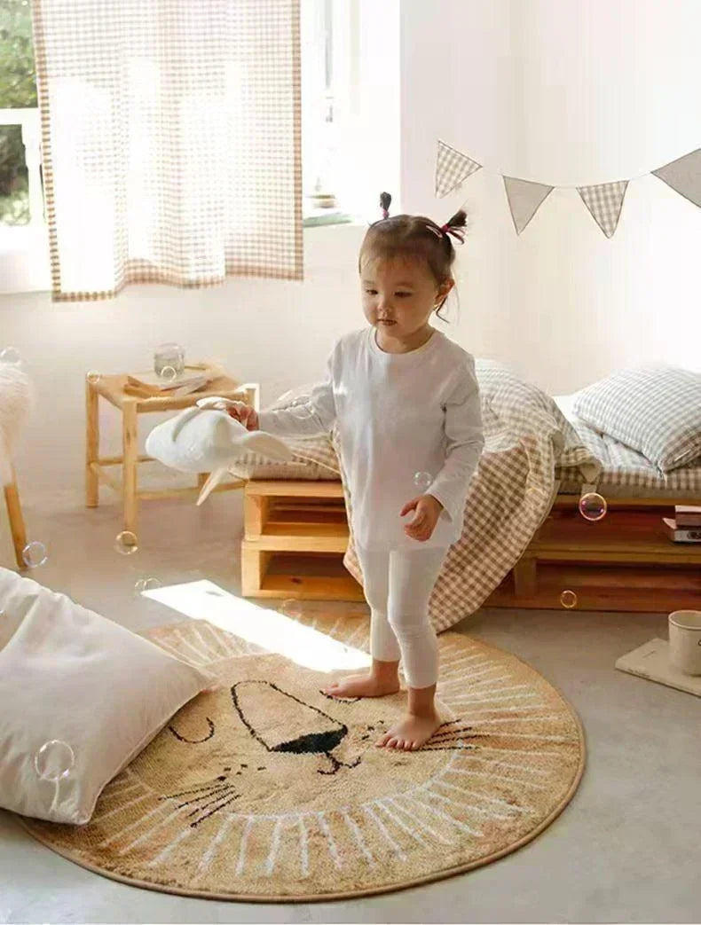 Tapete Infantil Redondo com Estampa de Leão