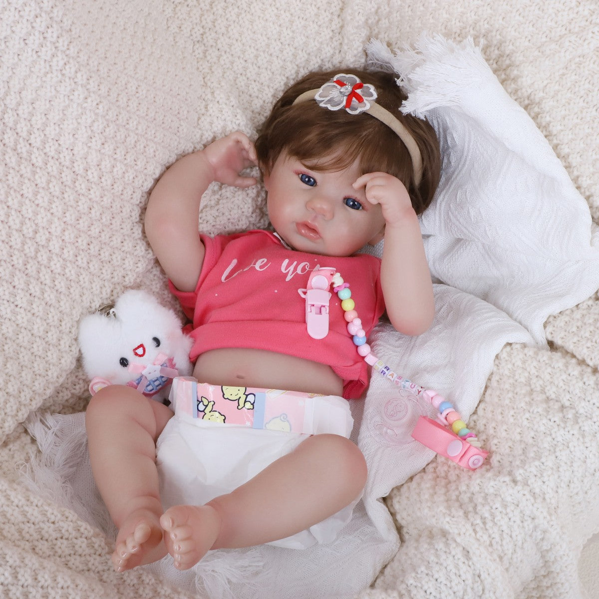 Boneca Bebê Reborn Cléo em Vinil de Silicone Greenlucky