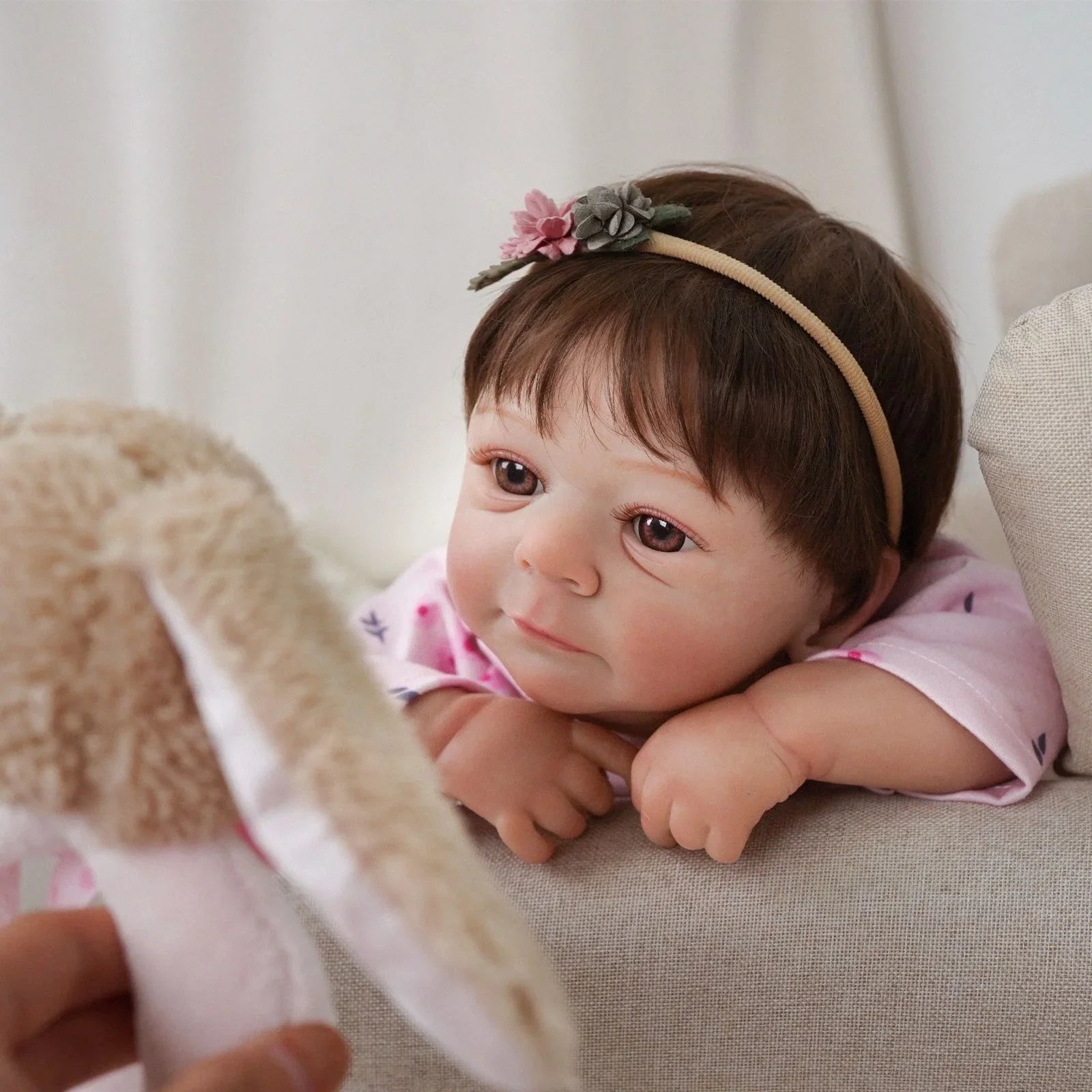 Boneca Bebê Reborn Ivy olhos castanhos Greenlucky