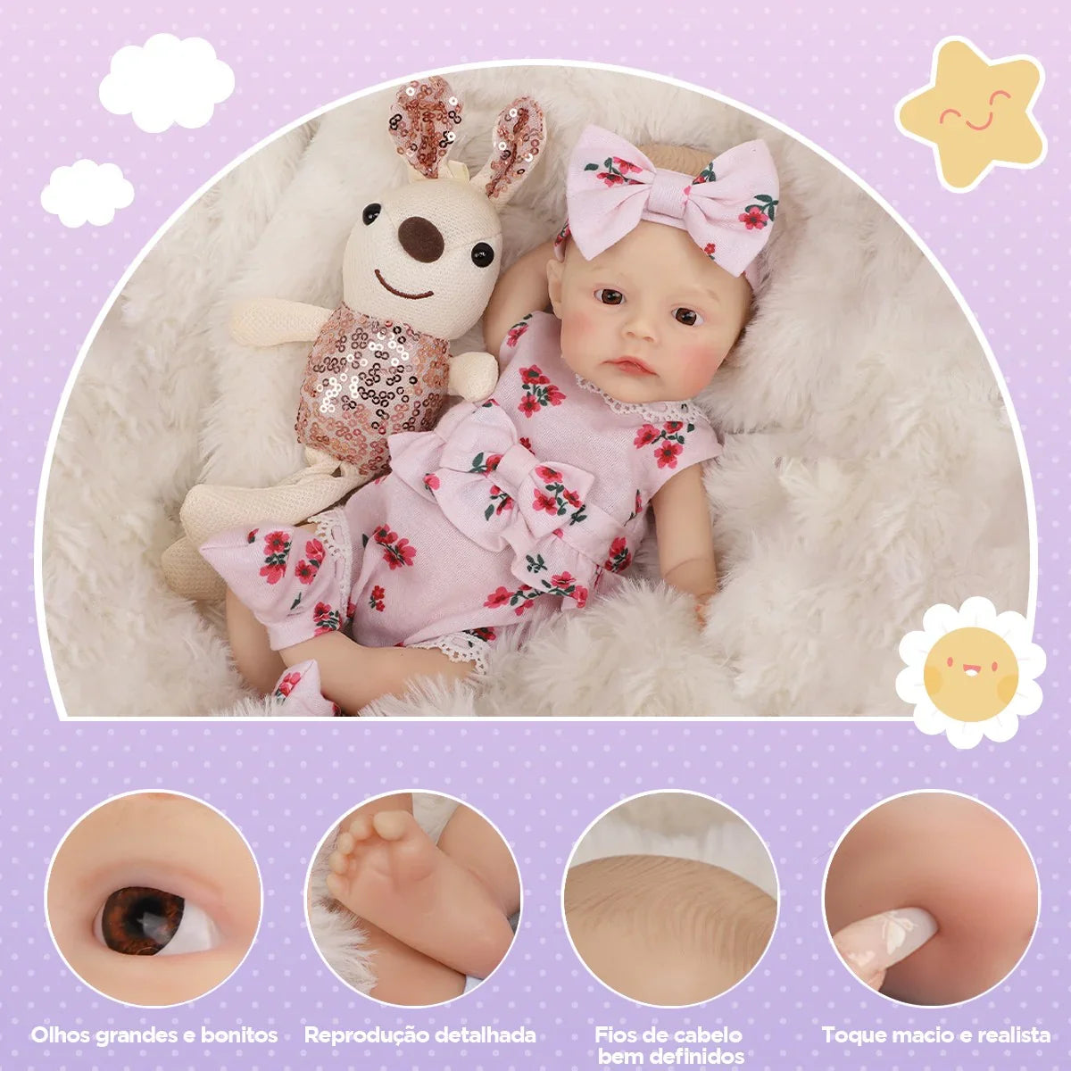 Boneca Bebê Reborn Ísis em Silicone Sólido Premium Greenlucky