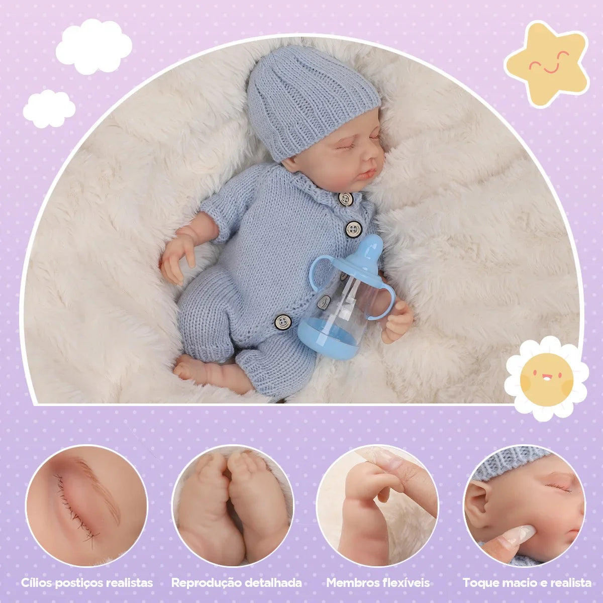 Boneca Bebê Reborn Menino Gabi em Silicone Sólido Greenlucky