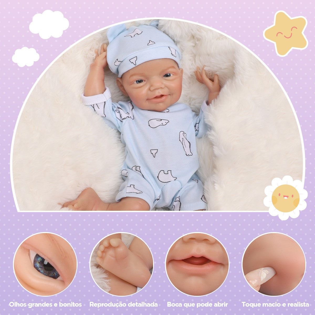 Boneca Bebê Reborn Menino Kaique Silicone Sólido Greenlucky