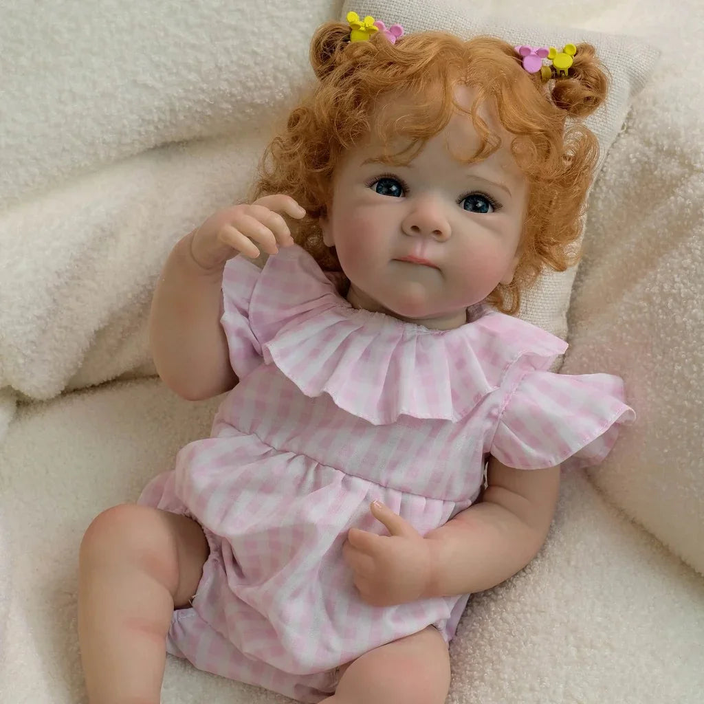 Boneca Bebê Reborn Menina Loirinha ou Ruivinha - Corpo Inteiro em Silicone Macio e Realista