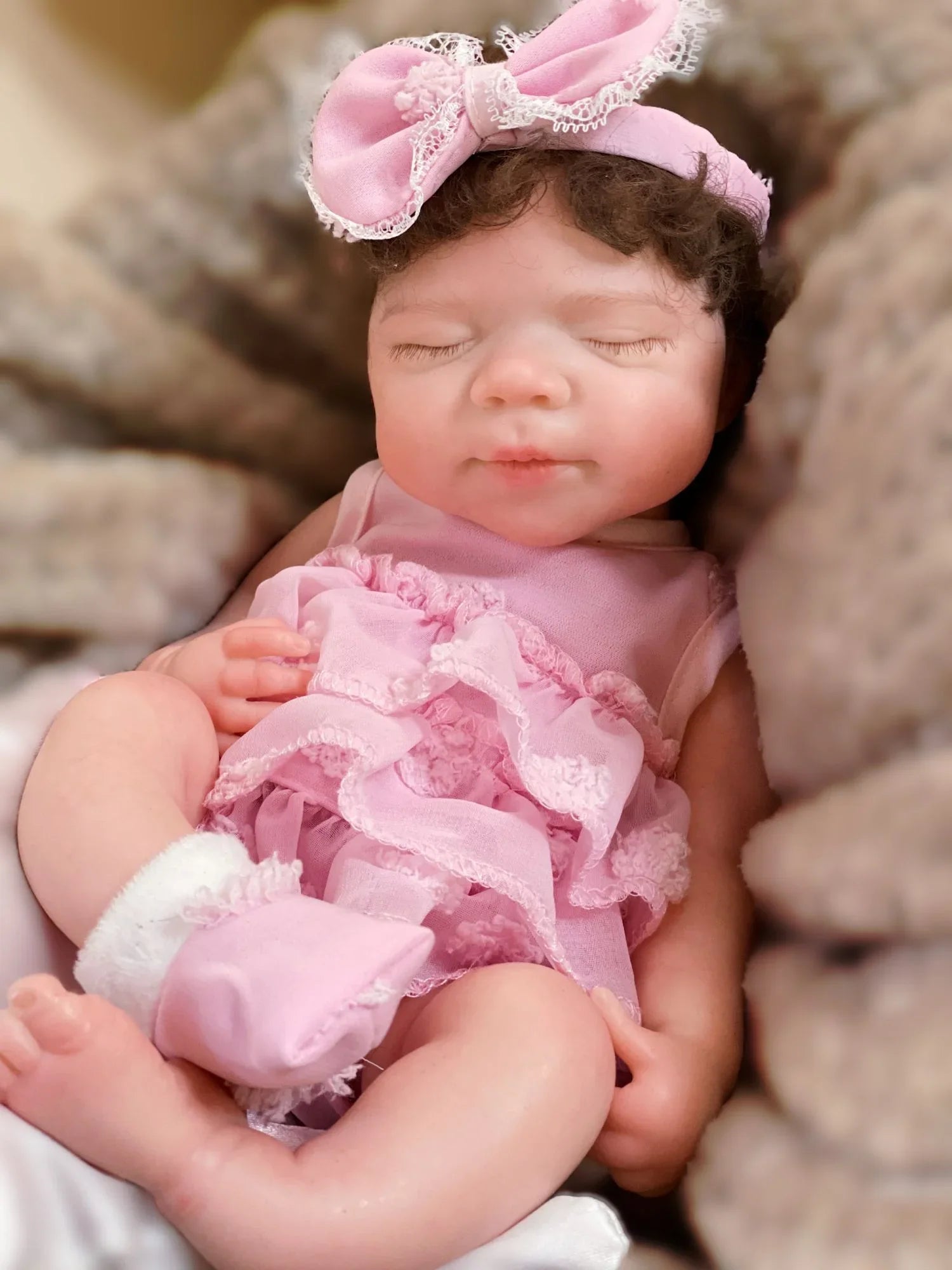 Boneca Bebê Reborn em Silicone Sólido com Cabelo Enraizado Greenlucky
