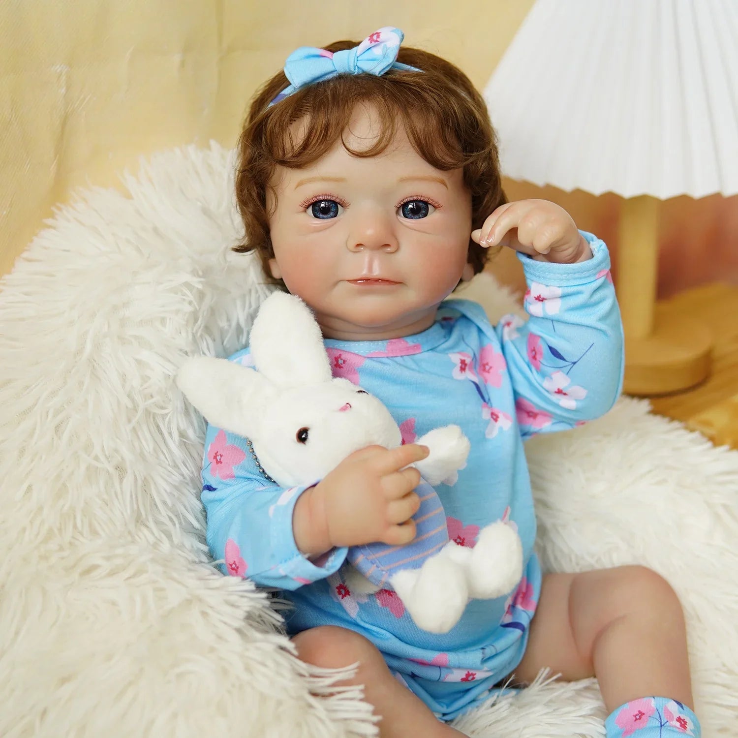 Boneca Bebê Reborn Ivy olhos azuis Greenlucky