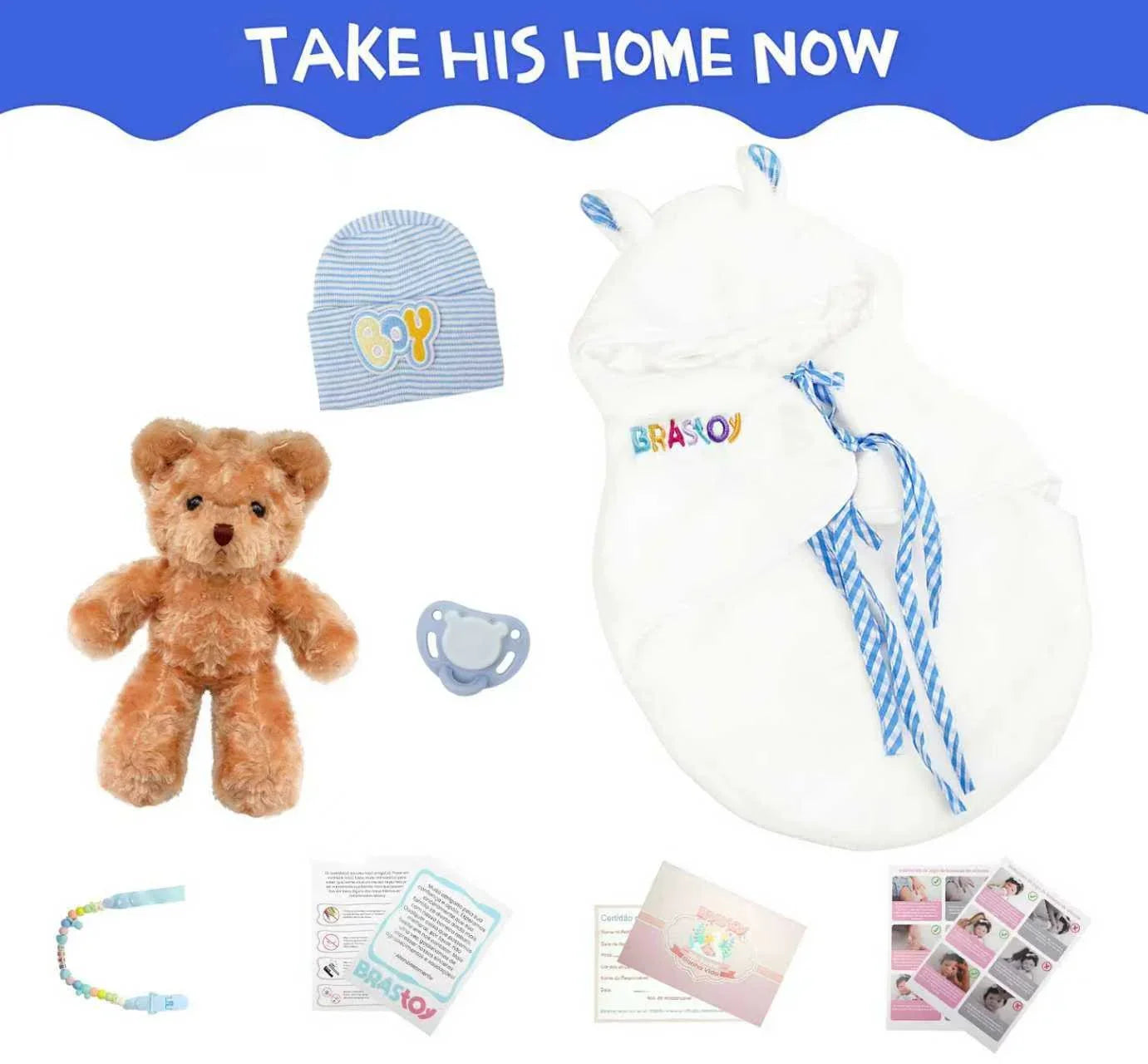 Boneca Bebê Reborn Menino Lui - Silicone Sólido Premium 40cm