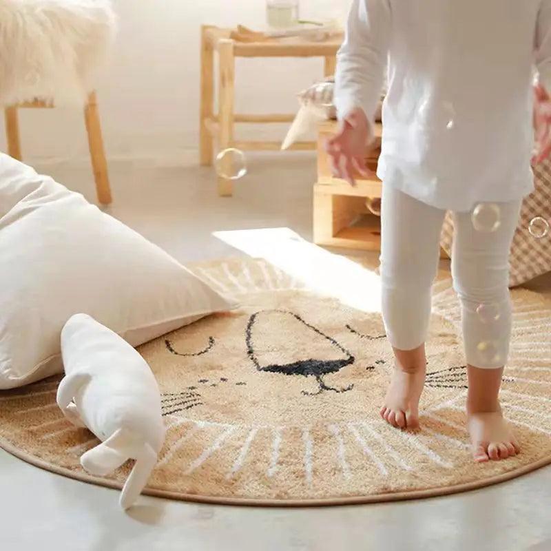 Tapete Infantil Redondo com Estampa de Leão