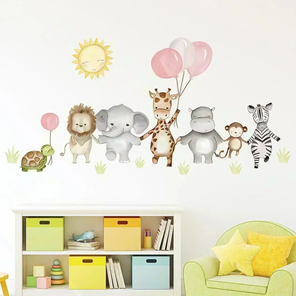 Adesivos de Parede Animais Divertidos para Quarto Infantil