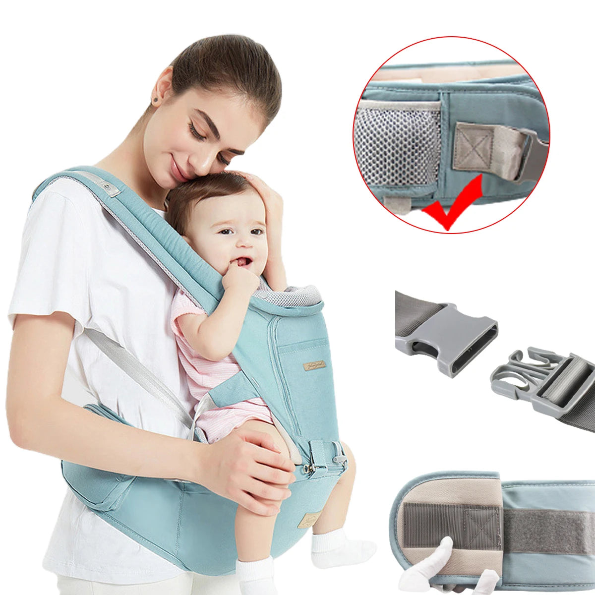Canguru Ergonômico 3 em 1 para Bebê - Com Pano de Sombra