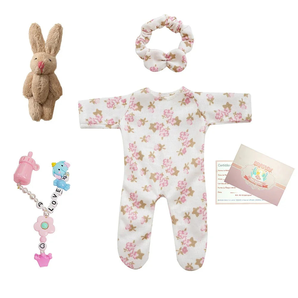 Mini Boneca Bebê Reborn Menina Sorriso em Silicone Sólido 20cm